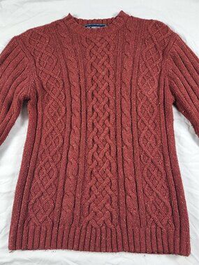 Northeast Outfitters Sweater Women's Medium Cable Knit Red Silk Wool Luxury